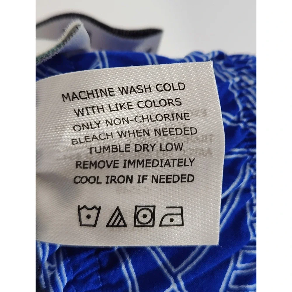 Coolibar Board Shorts Mens Large‎ Cobalt Maui Floral Print UPF50 Lined Hawaiian